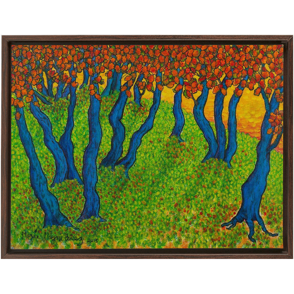 Blue Trees with Orange Leaves