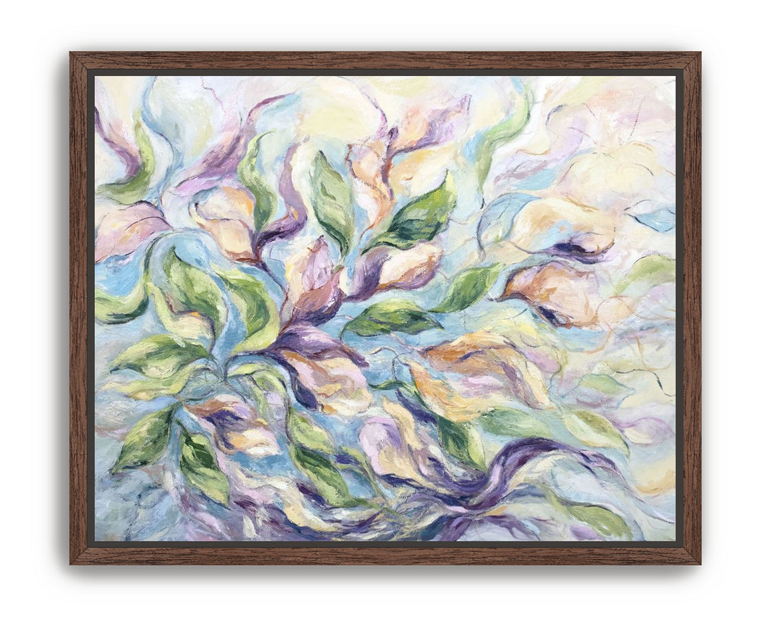Awakening-Calming Semi-Abstract Floral Oil Painting