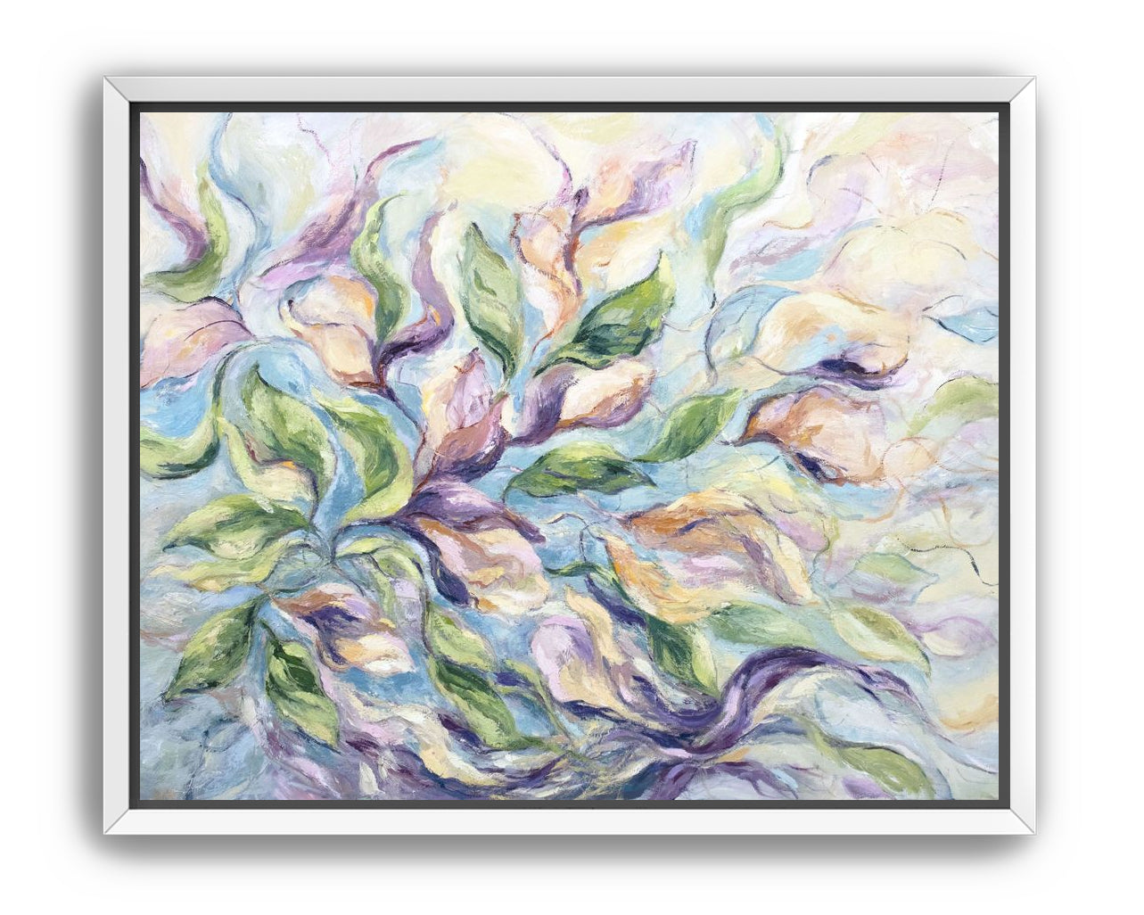 Awakening-Calming Semi-Abstract Floral Oil Painting